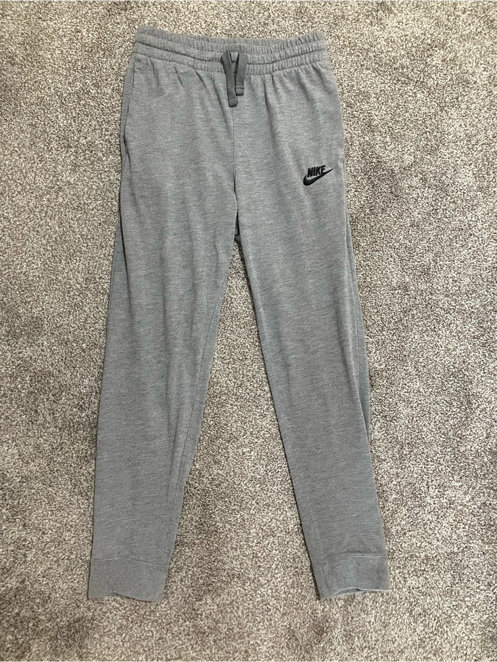 Nike Kids Gray Jogger Sweatpants with Black Swoosh